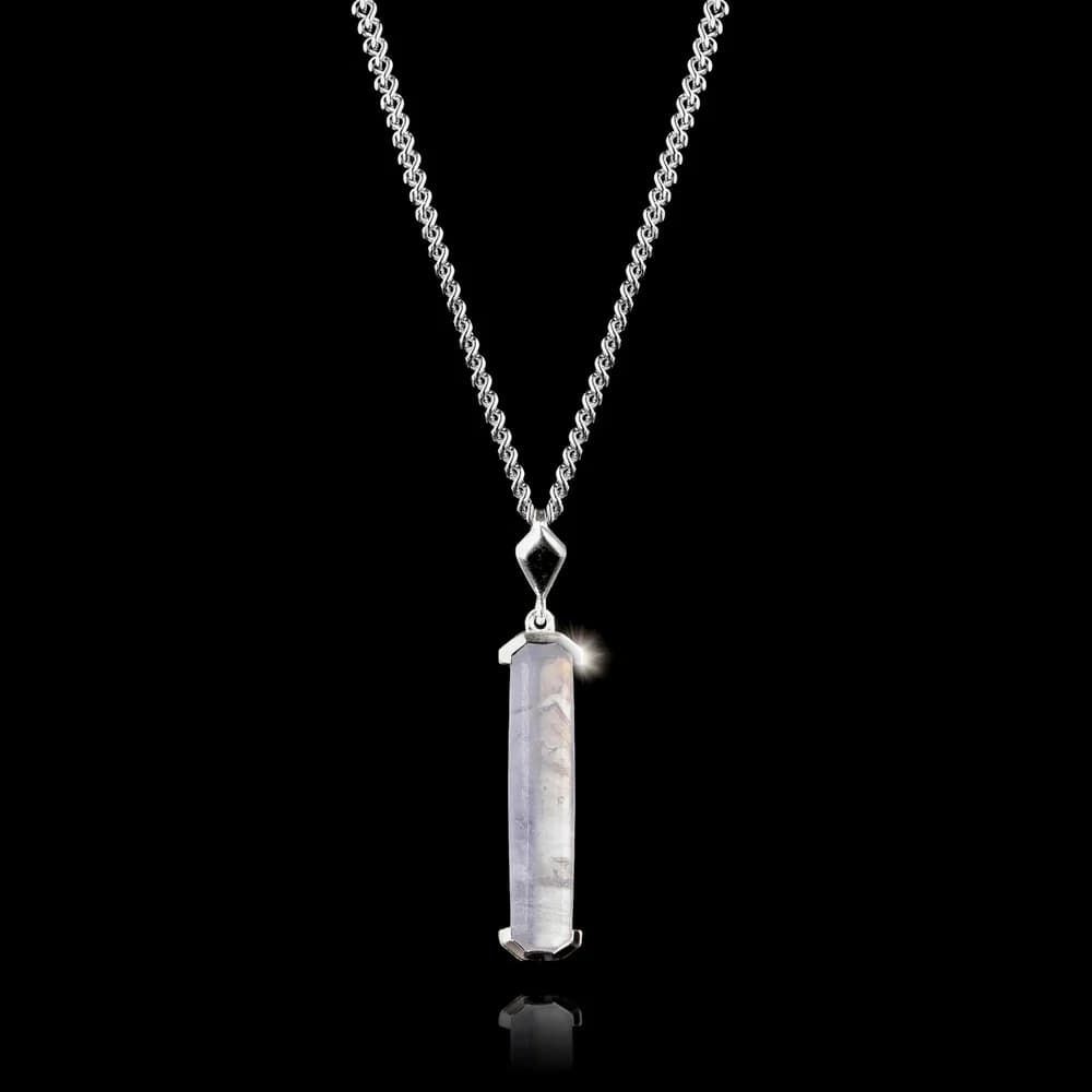 Blue Lace Agate Silver Pendant 2